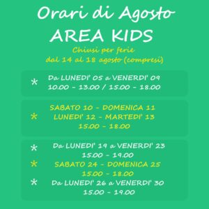 Nuovi orari Area Kids